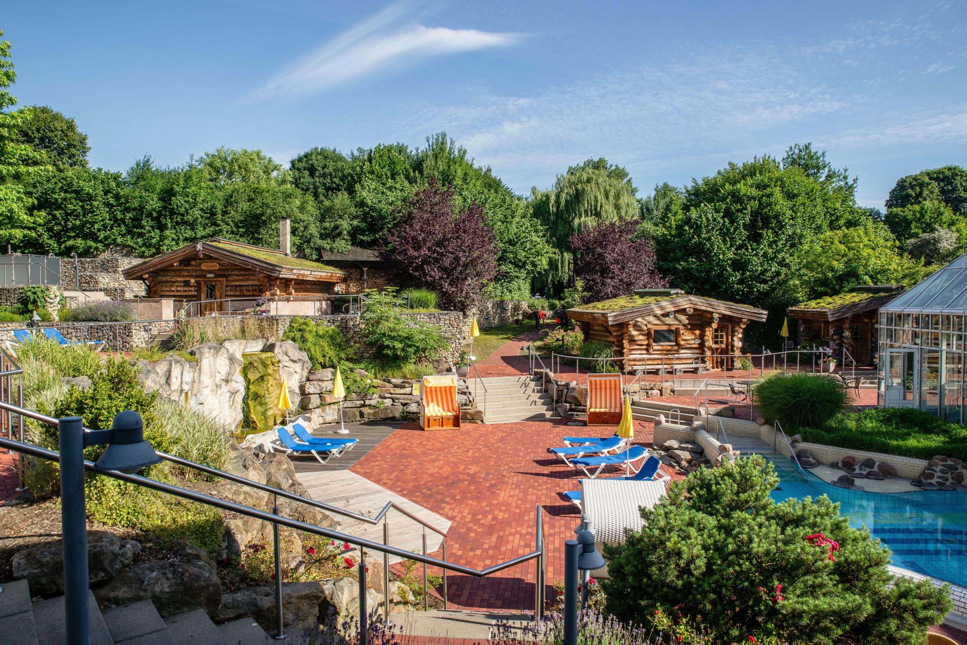 A large outdoor pool featuring a spacious area for relaxation and recreation.